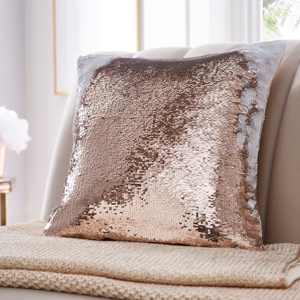 Sequin Encrusted Cushion By Tess Daly in Rose Gold